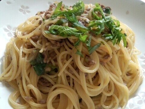 挽き肉と玉ねぎの和風パスタ